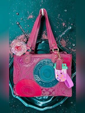 Authentic Vintage Coach Circle Patchwork East West Tote Bag Style No. F15466